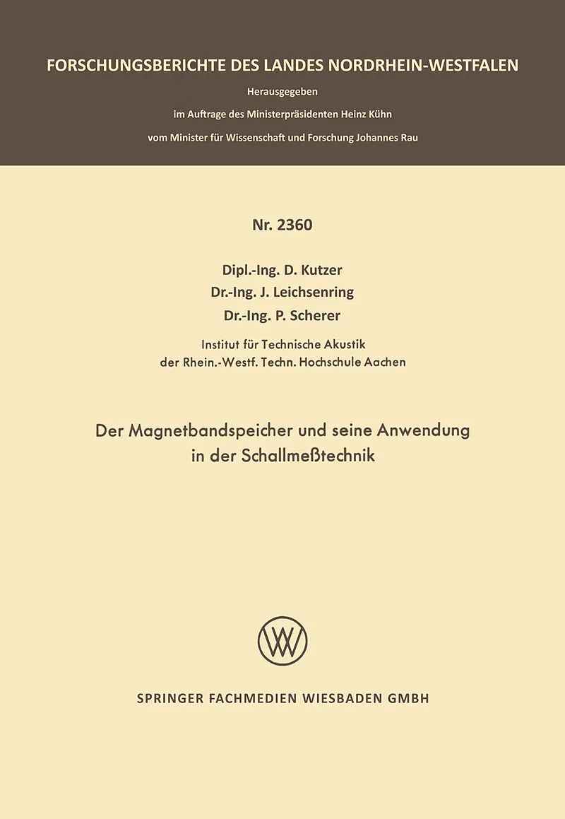 Der Magnetbandspeicher und seine Anwendung in der Schallmeßtechnik