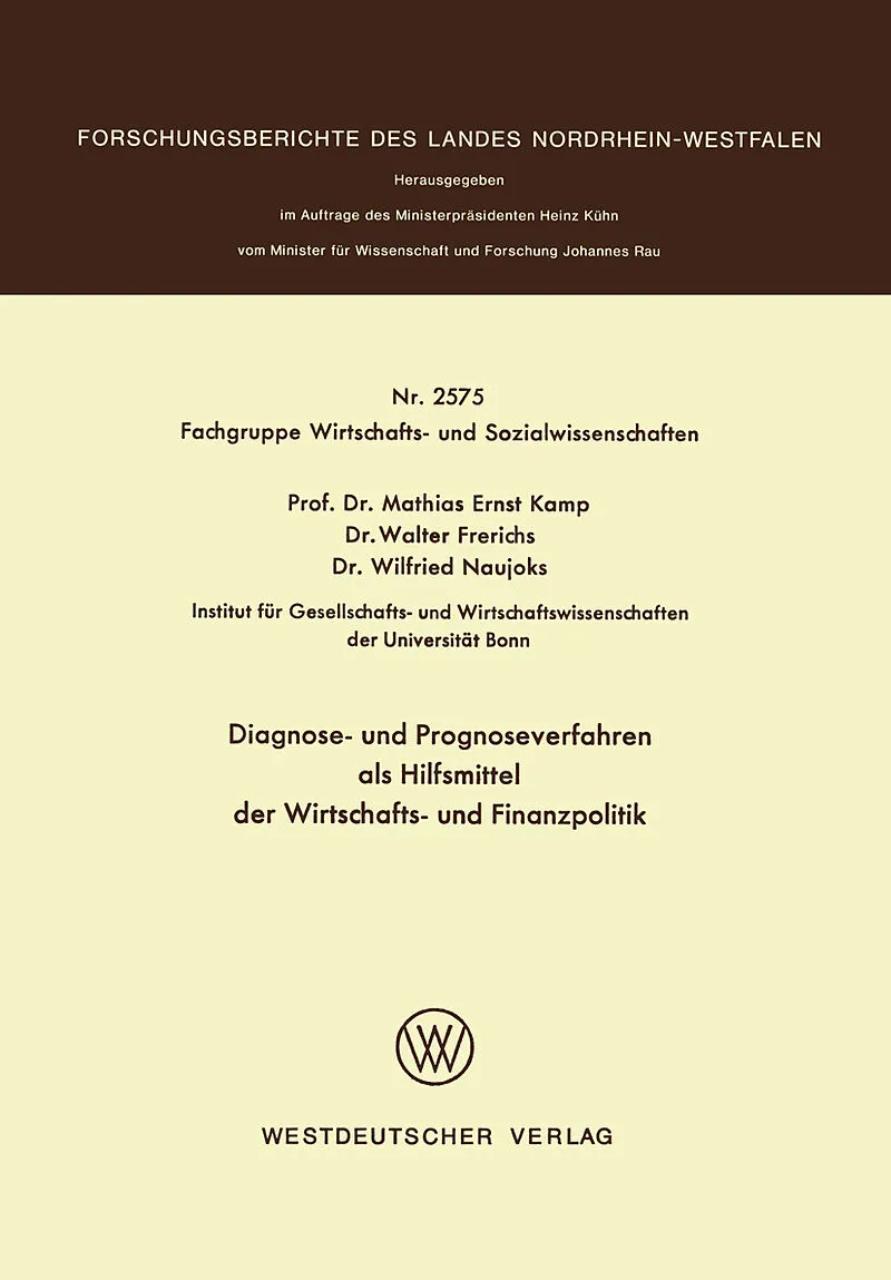 Diagnose- und Prognoseverfahren als Hilfsmittel der Wirtschafts- und Finanzpolitik