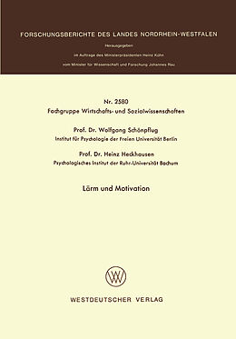 Kartonierter Einband Lärm und Motivation von Wolfgang Schönpflug