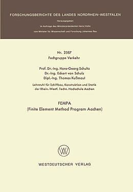 Kartonierter Einband FEMPA (Finite Element Method Program Aachen) von Hans-Georg Schultz