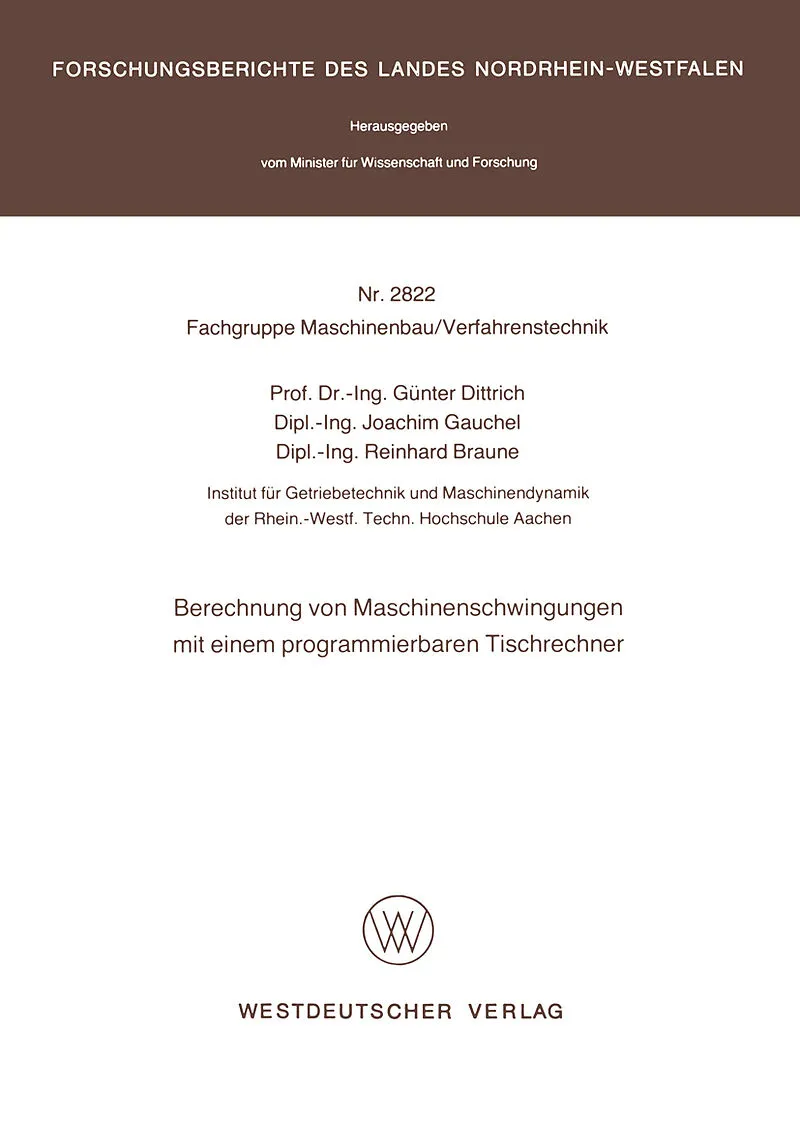 Berechnung von Maschinenschwingungen mit einem programmierbaren Tischrechner