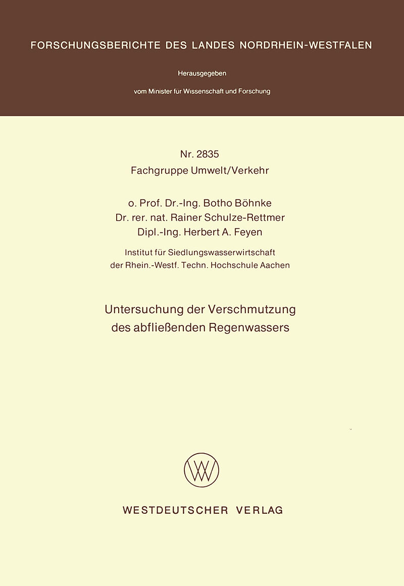 Untersuchung der Verschmutzung des abfließenden Regenwassers