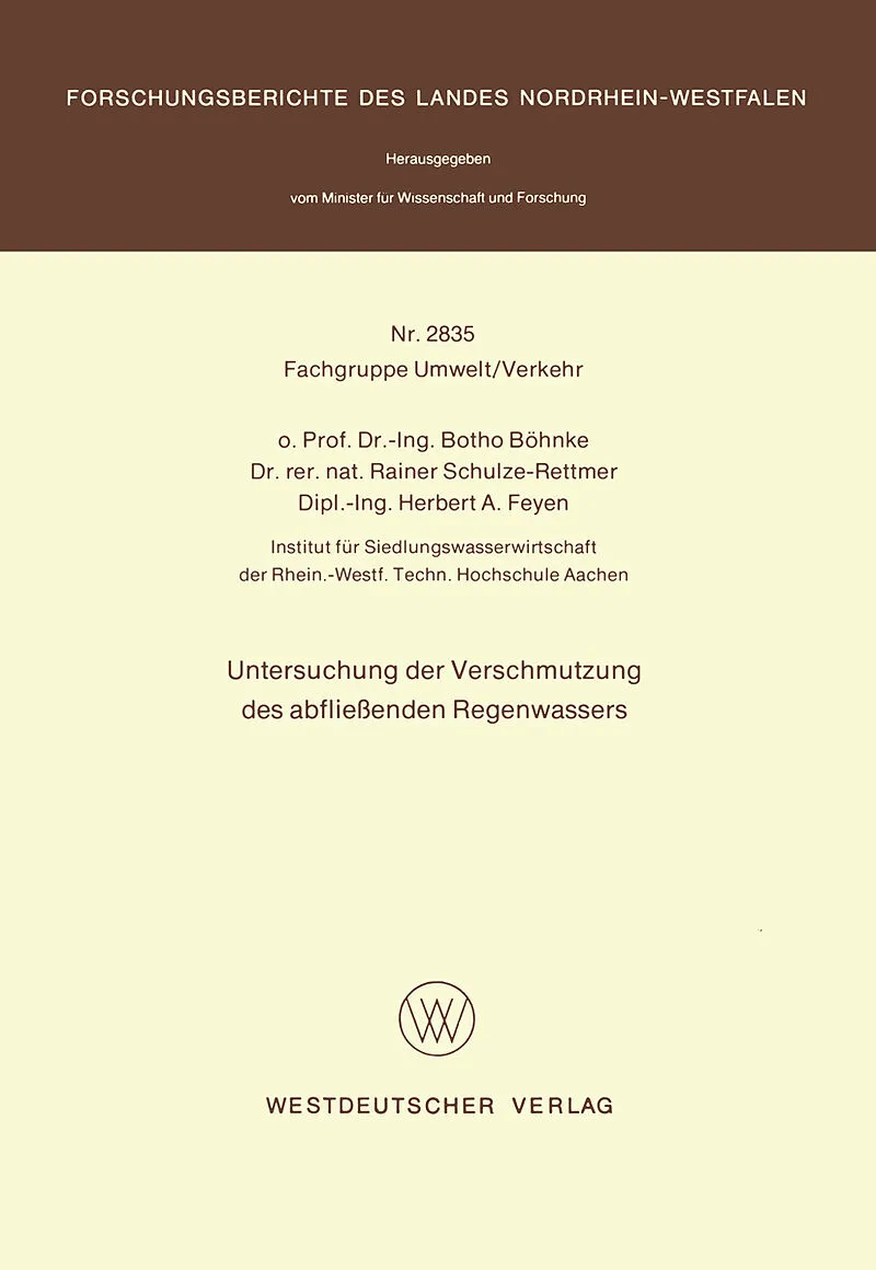 Untersuchung der Verschmutzung des abfließenden Regenwassers
