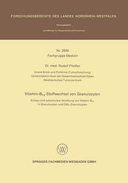 Kartonierter Einband Vitamin-B12-Stoffwechsel von Granulozyten von Rudolf Pfeiffer