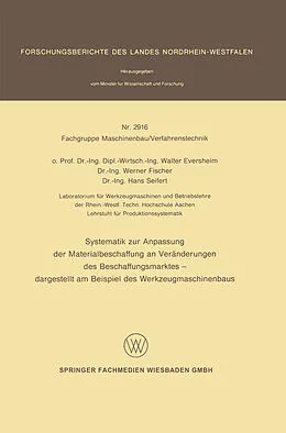 Kartonierter Einband Systematik zur Anpassung der Materialbeschaffung an Veränderungen des Beschaffungsmarktes von Walter Eversheim