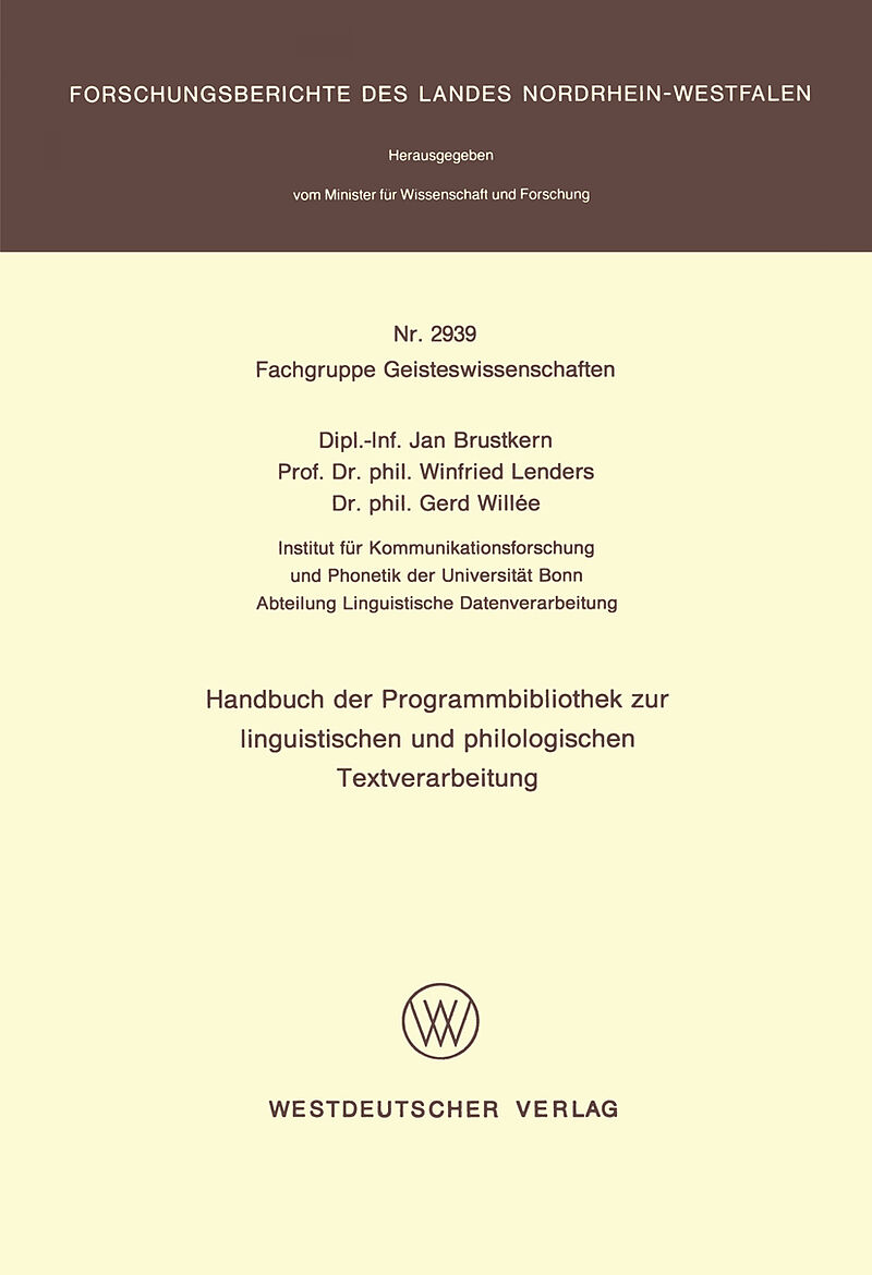 Handbuch der Programmbibliothek zur linguistischen und philologischen Textverarbeitung