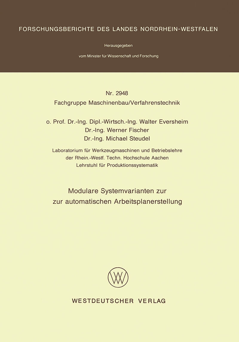 Modulare Systemvarianten zur automatischen Arbeitsplanerstellung