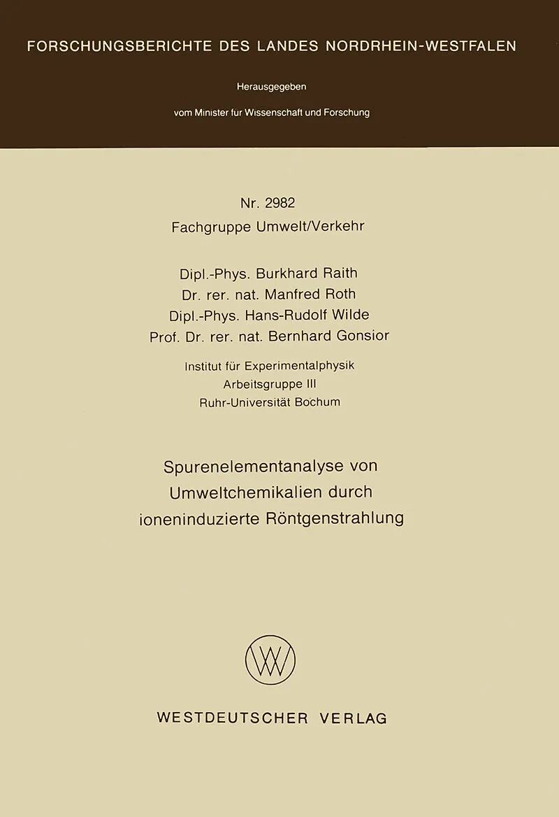 Spurenelementanalyse von Umweltchemikalien durch ioneninduzierte Röntgenstrahlung