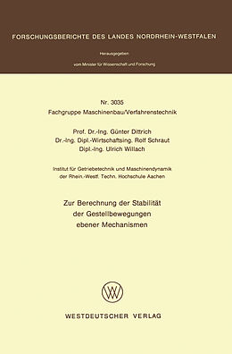 Kartonierter Einband Zur Berechnung der Stabilität der Gestellbewegungen ebener Mechanismen von Günter Dittrich
