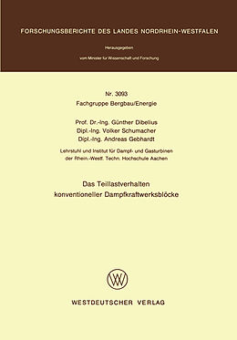 Kartonierter Einband Das Teillastverhalten konventioneller Dampfkraftwerksblöcke von Günther Dibelius