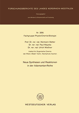 Kartonierter Einband Neue Synthesen und Reaktionen in der Adamantan-Reihe von Hermann Stetter