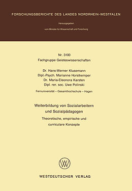 Kartonierter Einband Weiterbildung von Sozialarbeitern und Sozialpädagogen von Hans-Werner Klusemann