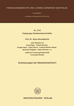 Kartonierter Einband Orientierungen bei Oberstufenschülern von Klaus Sturzebecher