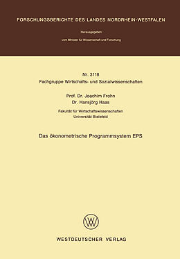 Kartonierter Einband Das ökonometrische Programmsystem EPS von Joachim Frohn