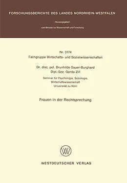 Kartonierter Einband Frauen in der Rechtsprechung von Brunhilde Sauer-Burghard