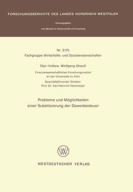Kartonierter Einband Probleme und Möglichkeiten einer Substituierung der Gewerbesteuer von Wolfgang Strauß