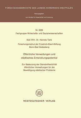 Kartonierter Einband Öffentliche Verwaltungen und städtisches Entwicklungspotential von Hannes Tank