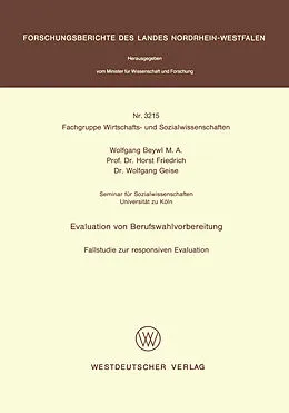 Kartonierter Einband Evaluation von Berufswahlvorbereitung von Wolfgang Beywl