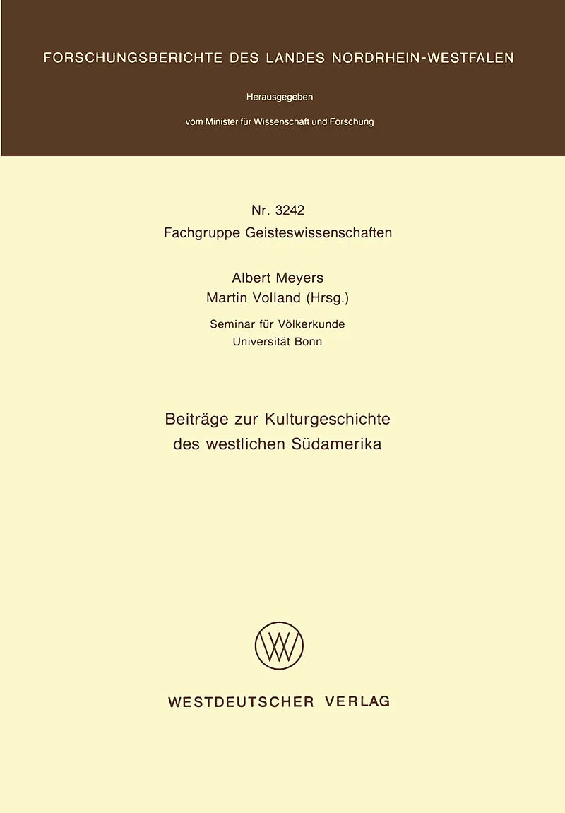 Beiträge zur Kulturgeschichte des westlichen Südamerika