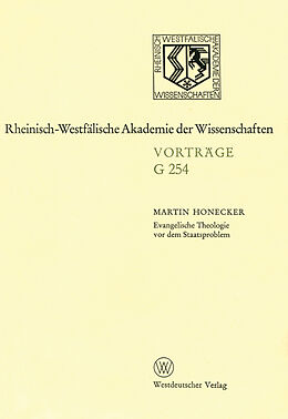 Kartonierter Einband Evangelische Theologie vor dem Staatsproblem von Martin Honecker