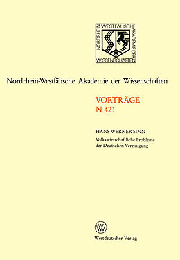 Kartonierter Einband Volkswirtschaftliche Probleme der Deutschen Vereinigung von Hans-Werner Sinn