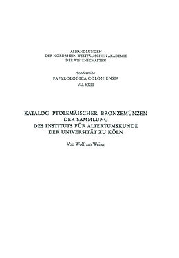Kartonierter Einband Katalog Ptolemäischer Bronzemünzen der Sammlung des Instituts für Altertumskunde der Universität zu Köln von Wolfram Weiser