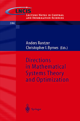 Couverture cartonnée Directions in Mathematical Systems Theory and Optimization de 