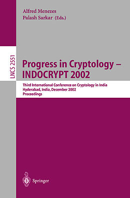 Kartonierter Einband Progress in Cryptology - INDOCRYPT 2002 von 