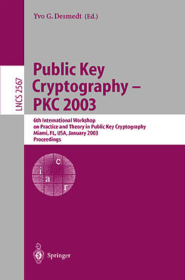 Kartonierter Einband Public Key Cryptography - PKC 2003 von 