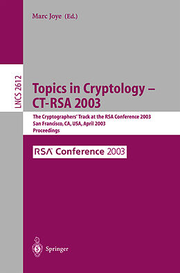 Kartonierter Einband Topics in Cryptology -- CT-RSA 2003 von 