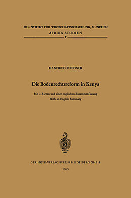 Kartonierter Einband Die Bodenrechtsreform in Kenya von H. Fliedner