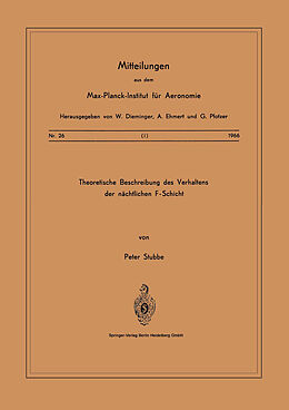Kartonierter Einband Theoretische Beschreibungen des Verhaltens der Nächtlichen F  Schicht von P. Stubbe