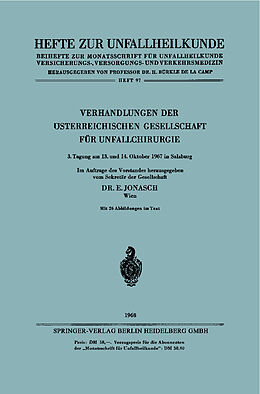 Kartonierter Einband Verhandlungen der Österreichischen Gesellschaft für Unfallchirurgie von E. Jonasch