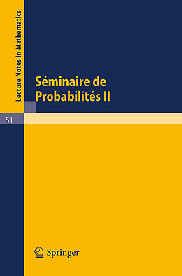 Couverture cartonnée Séminaire de Probabilités II de 