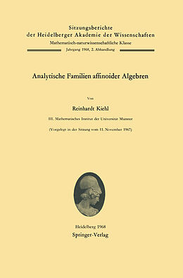 Kartonierter Einband Analytische Familien affinoider Algebren von Reinhardt Kiehl
