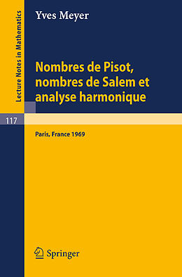Couverture cartonnée Nombres de Pisot, Nombres de Salem et Analyse Harmonique de Yves Meyer