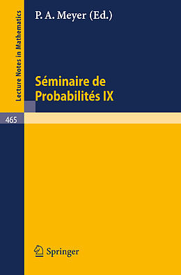 Couverture cartonnée Séminaire de Probabilités IX de 