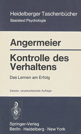 Kartonierter Einband Kontrolle des Verhaltens von Wilhelm F. Angermeier