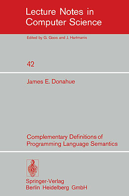 Kartonierter Einband Complementary Definitions of Programming Language Semantics von J. E. Donahue