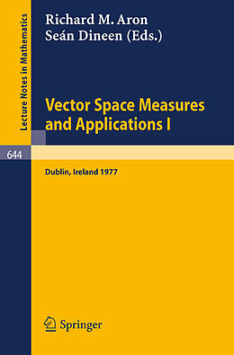 Couverture cartonnée Vector Space Measures and Applications I de 