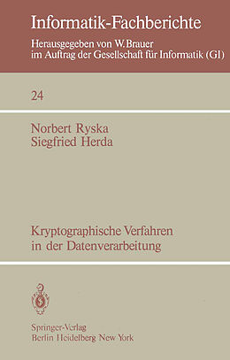 Kartonierter Einband Kryptographische Verfahren in der Datenverarbeitung von Norbert Ryska, Siegfried Herda
