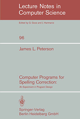 Kartonierter Einband Computer Programs for Spelling Correction von J. L. Peterson