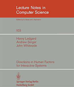 Kartonierter Einband Directions in Human Factors for Interactive Systems von H. Ledgard, J. Whiteside, A. Singer
