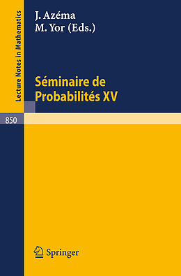 Couverture cartonnée Séminaire de Probabilités XV. 1979/80 de 