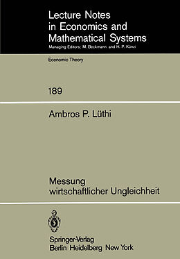 Kartonierter Einband Messung wirtschaftlicher Ungleichheit von A.P. Lüthi