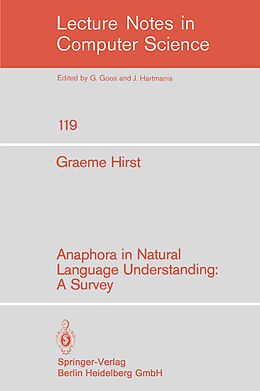 Kartonierter Einband Anaphora in Natural Language Understanding von G. Hirst