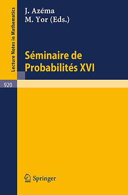 Couverture cartonnée Séminaire de Probabilités XVI 1980/81 de 