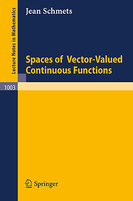Kartonierter Einband Spaces of Vector-Valued Continuous Functions von J. Schmets