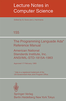 Couverture cartonnée The Programming Language Ada. Reference Manual de David Hutchison, Takeo Kanade, Josef Kittler
