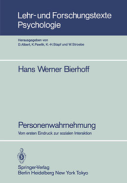 Kartonierter Einband Personenwahrnehmung von Hans Werner Bierhoff